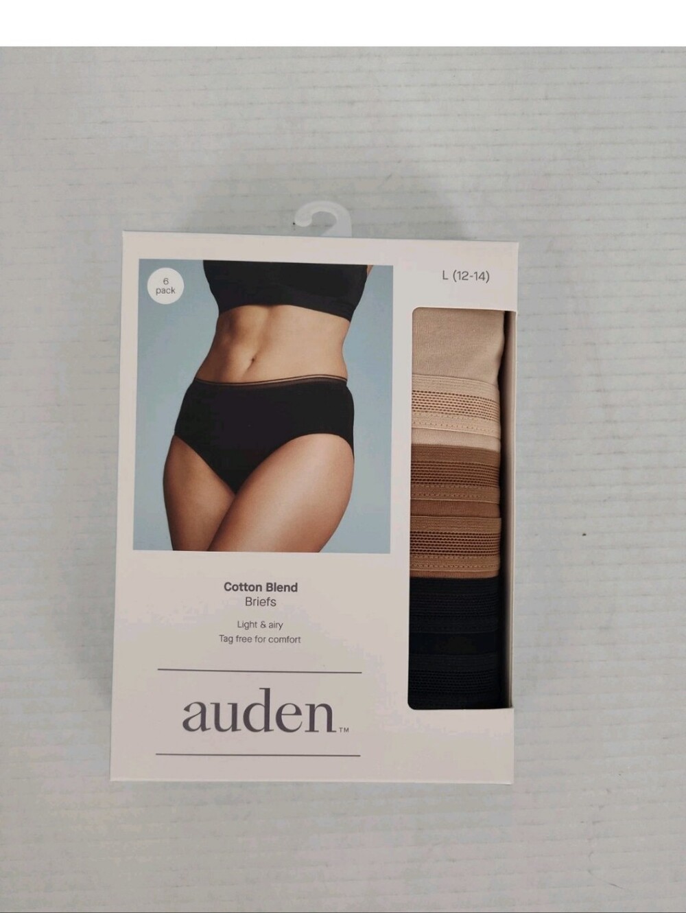 Auden Women's Cotton Blend Briefs Size L (12-14) 6 Pack Neutral Colors panties